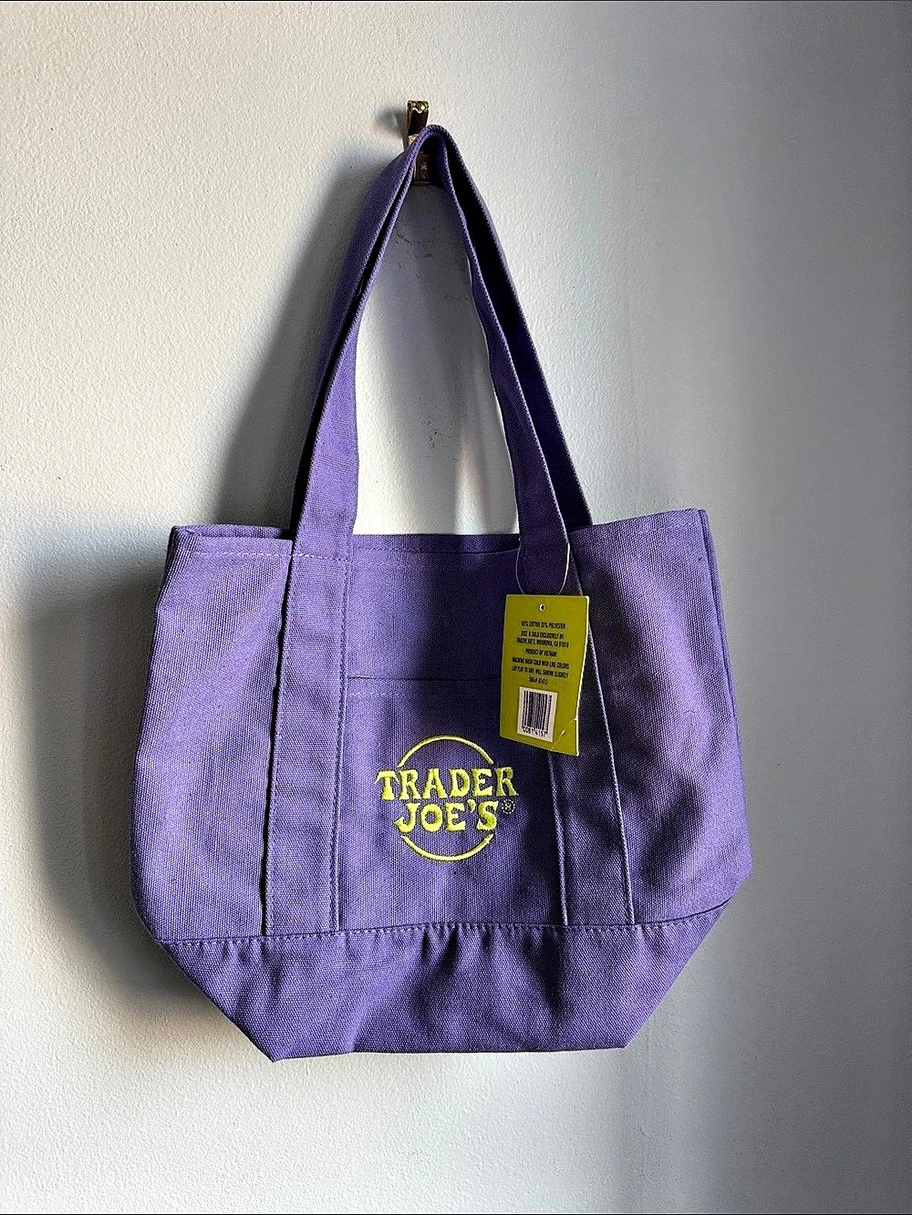 Trader Joe's Trick-or-Treat Mini Canvas Tote Bag in Purple